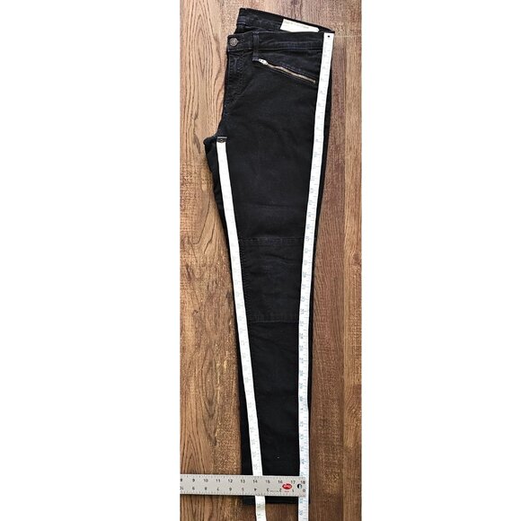 Rag & Bone Ridley Moto Jean Low Rise Skinny Slim Zipper Pockets 29 Wax Black - Picture 5 of 10